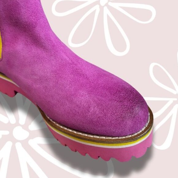 GIROTTI NWT Suede Leather Chelsea Boots Pink Size 37 EU Size 6 to 6.5 US - Picture 8 of 10